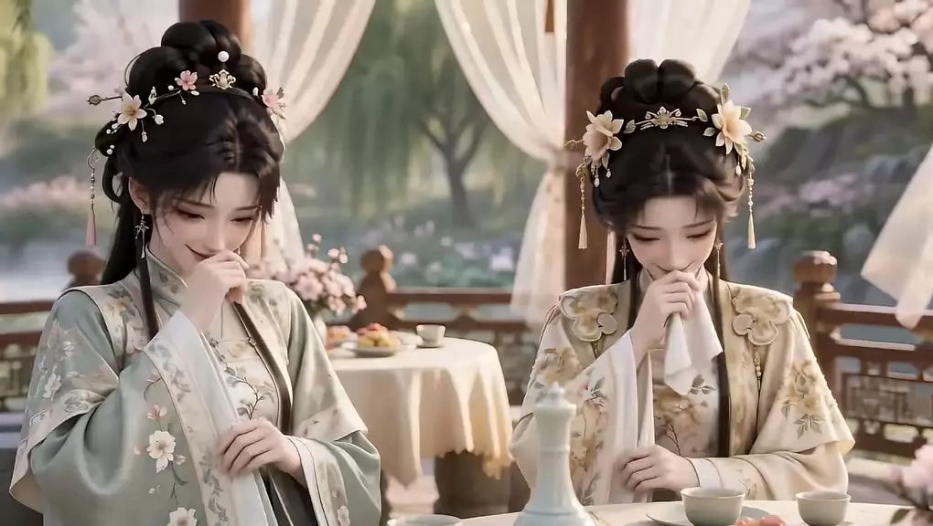 Nữ chính và phụ trong một phim AI. Ảnh: Sohu