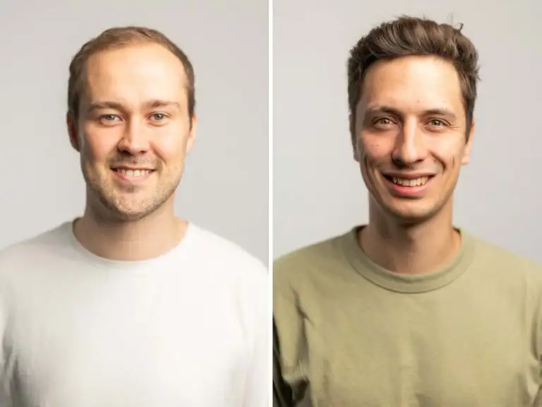 David Hoeller (trái) và Nikita Rudin, hai nhà sáng lập startup Flexion Robotics. Ảnh: Flexion Robotics