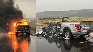 Xe bán tải bị sét đánh cháy rụi