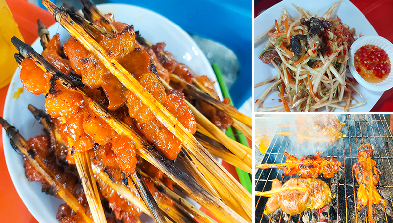 Bò nướng, ếch nướng và gỏi đu đủ đâm ở vùng Bảy Núi An Giang cũng chinh phục du khách - Ảnh: CHÍ CÔNG