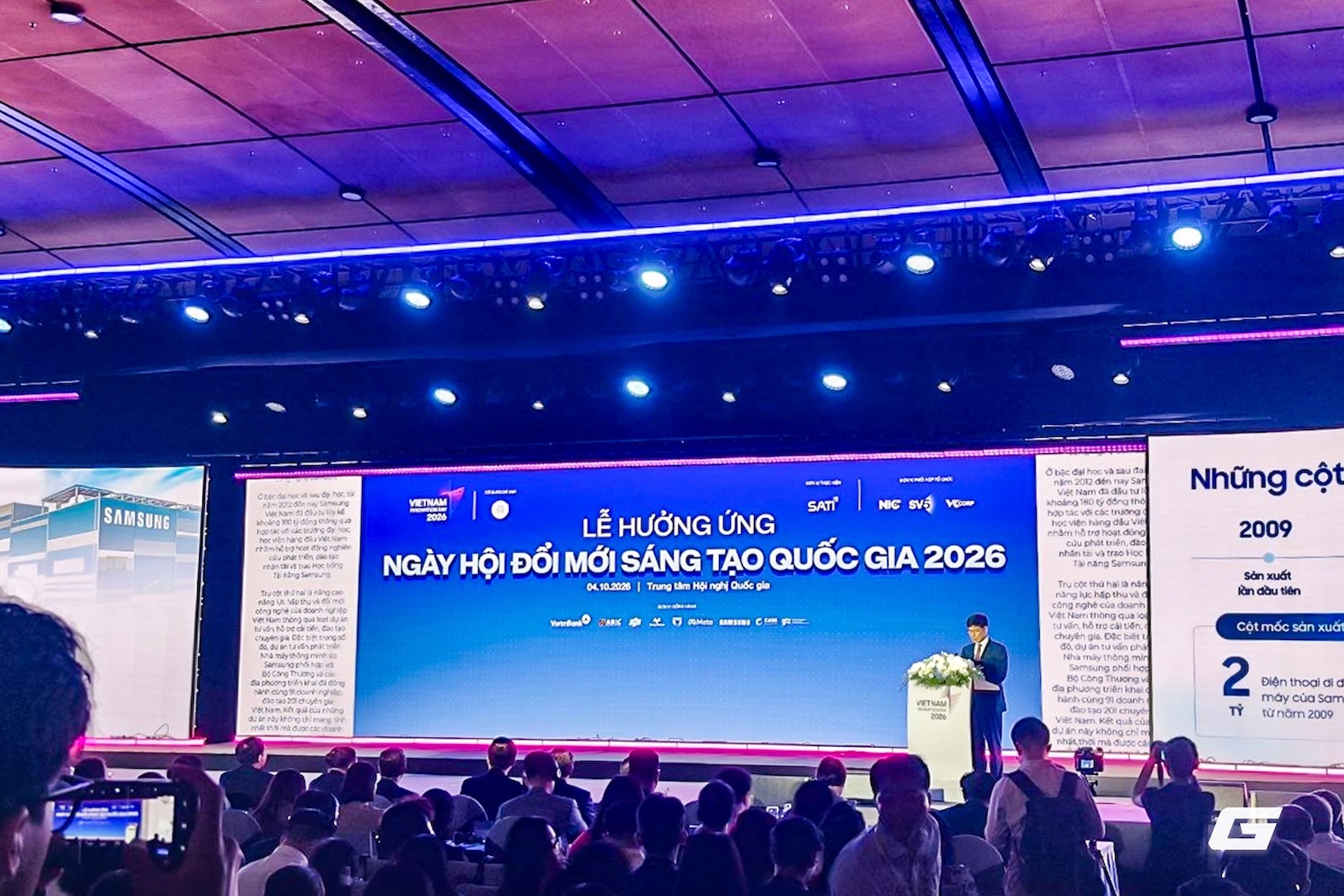 Tổng Giám đốc Samsung Việt Nam Na Ki Hong chia sẻ tại Lễ hưởng ứng Ngày hội Đổi mới sáng tạo quốc gia 2026.