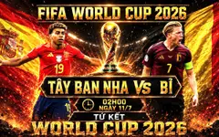 Kênh và link xem trực tiếp Tây Ban Nha vs Bỉ tứ kết World Cup 2026 ngày 11/7