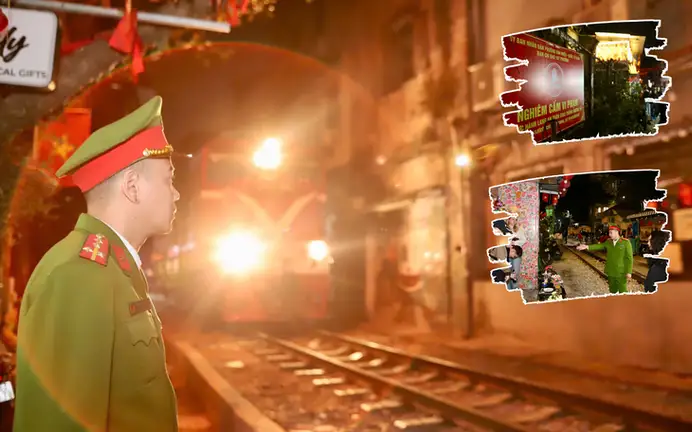 Clip tàu hỏa va chạm với 1 phụ nữ ở phố đường tàu Văn Miếu