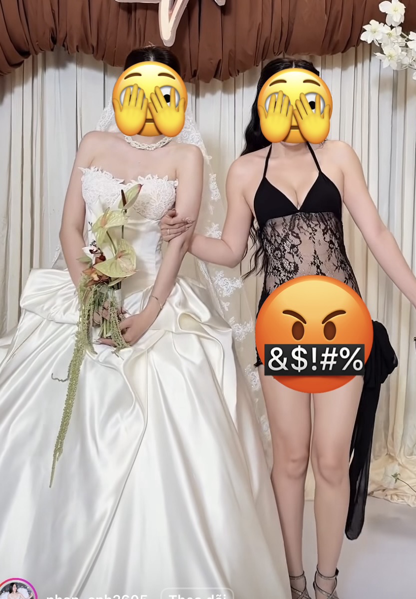 Không ít lần dính thị phi với trang phục phản cảm, cô gái lại bị chỉ trích vì diện đồ xuyên thấu khi dự đám cưới