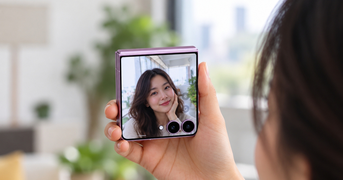 Tính năng ẩn biến màn hình ngoài Galaxy Z Flip8 thành gương soi