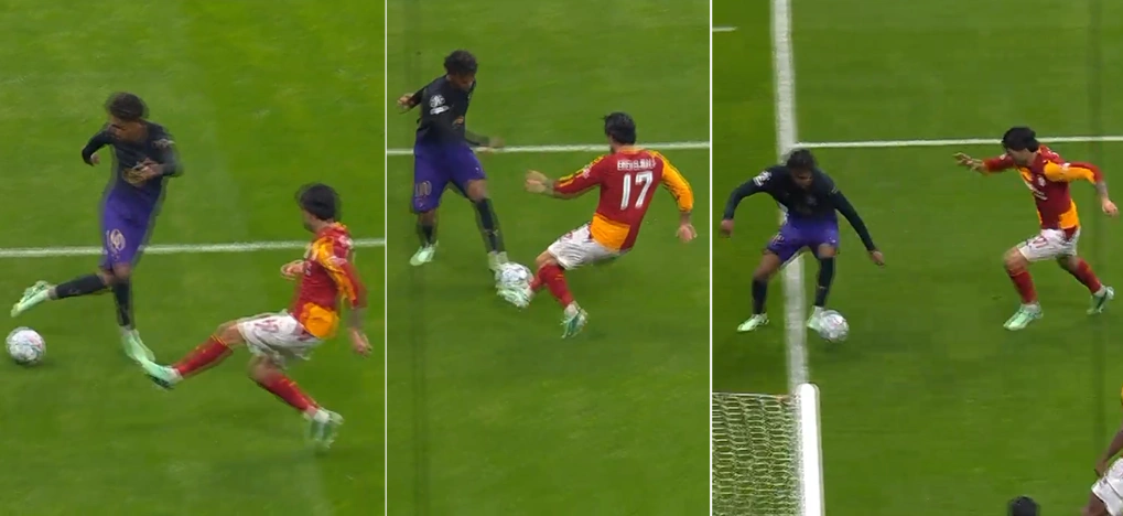Pha xử lý "quasi-rabona" của Lamine Yamal trong trận Galatasaray – Barca trên sân Ali Sami Yen, Istanbul, Thổ Nhĩ Kỳ ngày 13/10/2026. Ảnh chụp màn hình