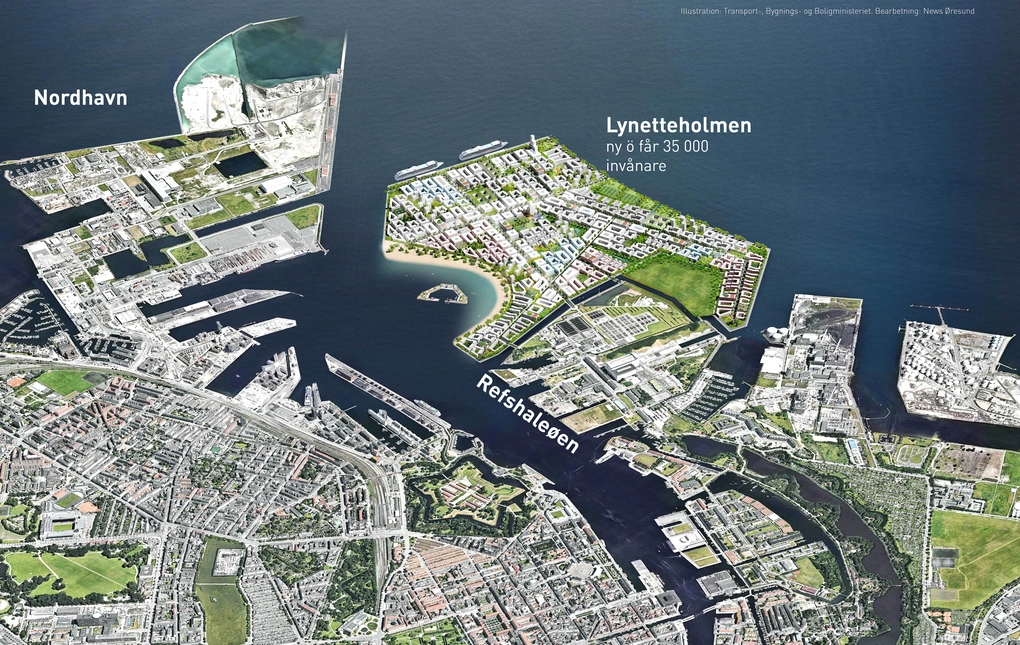 Phối cảnh dự án đảo nhân tạo Lynetteholmen của Đan Mạch. Ảnh: News Øresund