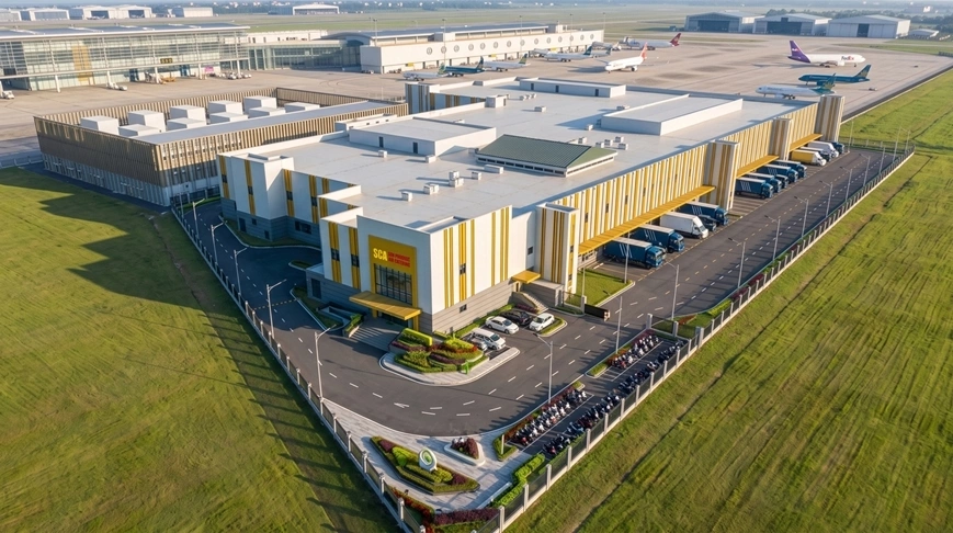 Phối cảnh Nhà máy Suất ăn Hàng không Phú Quốc nằm liền kề sân bay Phú Quốc. Ảnh: Sun Group