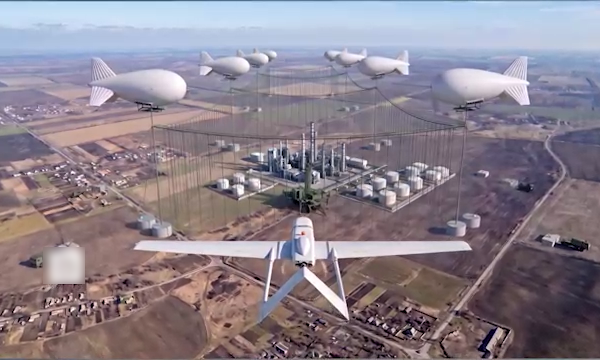 Hệ thống rào chắn bằng khí cầu chống UAV của Nga. Đồ họa: Vesti