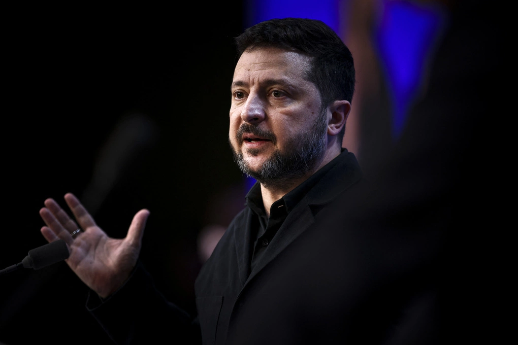 Tổng thống Ukraine Volodymyr Zelensky tại cuộc họp báo ở Brussels, Bỉ, ngày 16/10. Ảnh: AFP