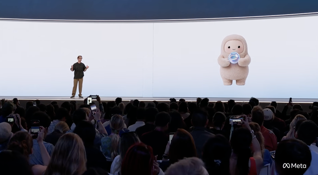 CEO Meta Mark Zuckerberg và linh vật Muse tại sự kiện Meta Connect 2026 ngày 23/9 ở Menlo Park, California. Ảnh: Meta