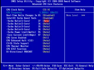 Tính năng Intel Turbo Boost trong giao diện thiết lập BIOS