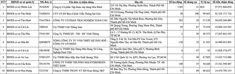 10 doanh nghiệp nợ BHXH nhiều nhất