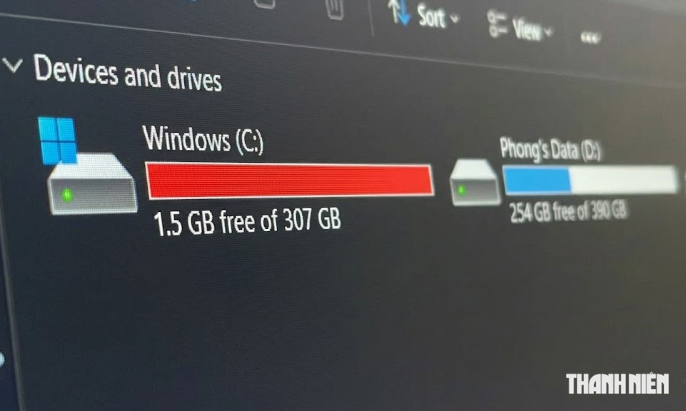 Phân vùng hệ thống Windows bị ngốn sạch dung lượng
