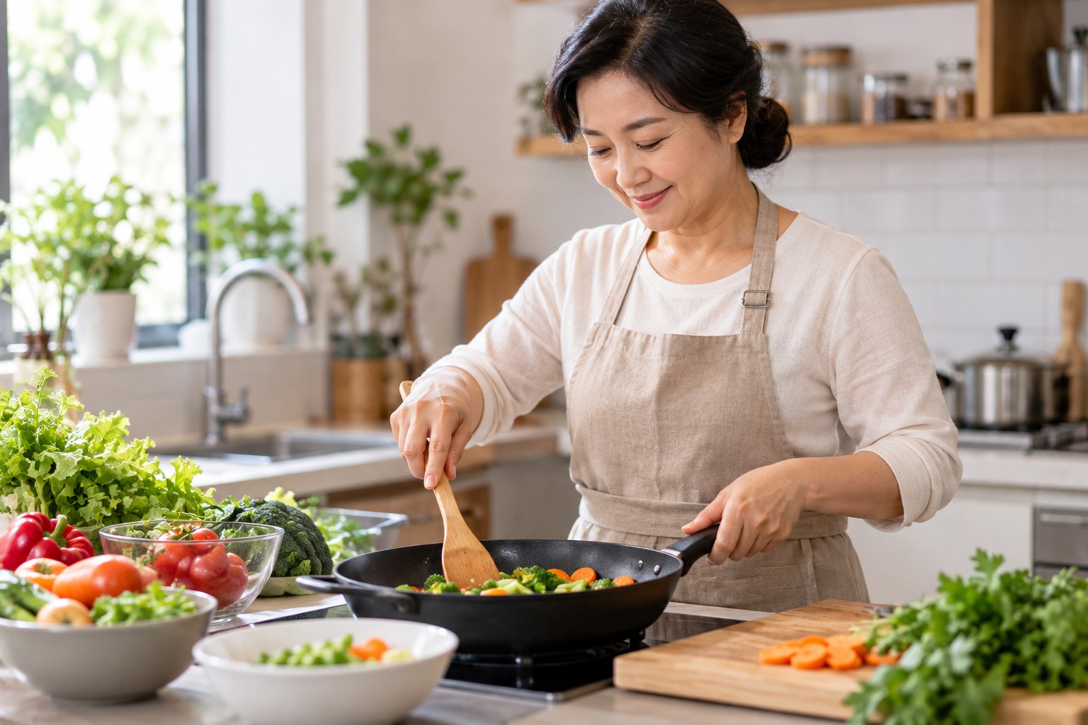 Tự nấu ăn tại nhà giúp dễ kiểm soát lượng natri trong thực phẩm, đồng thời tạo cơ hội để bổ sung thêm những thực phẩm có lợi cho huyết áp