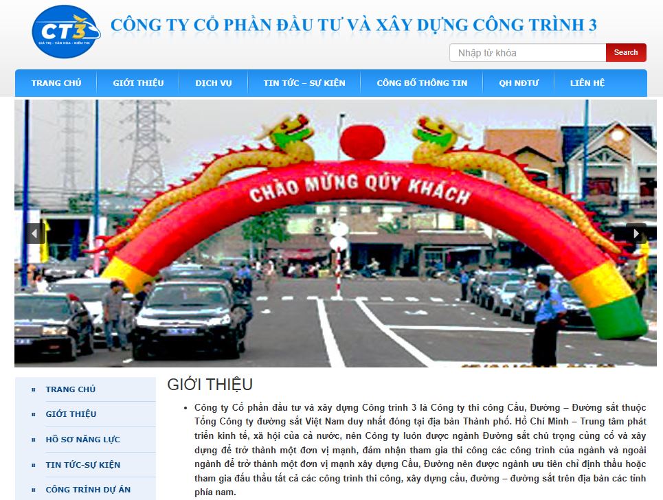 Website CT3. Ảnh chụp màn hình