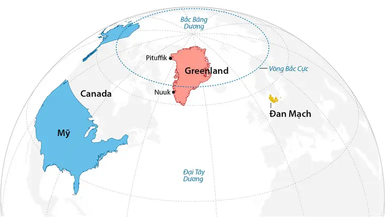 Vị trí đảo Greenland. Đồ họa: Guardian