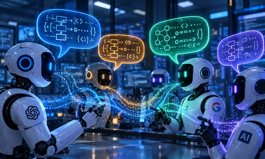 Minh họa AI sử dụng ngôn ngữ riêng để giao tiếp. Ảnh: ChatGPT