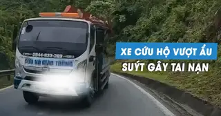 Xe cứu hộ vượt 'như tự sát', suýt gây tai nạn đối đầu trên đèo