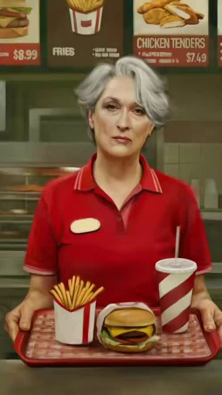 Quá trình Alexis Franklin vẽ ảnh chế về nhân vật Miranda Priestly trong phim The Devil Wears Prada 2 theo phong cách giống AI. Video: X/Alexis Franklin
