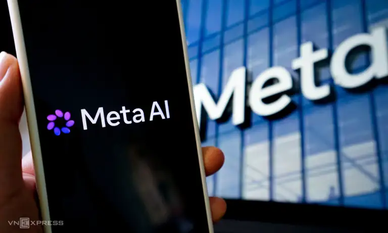Logo Meta AI hiển thị trên một chiếc smartphone. Ảnh: Bảo Lâm
