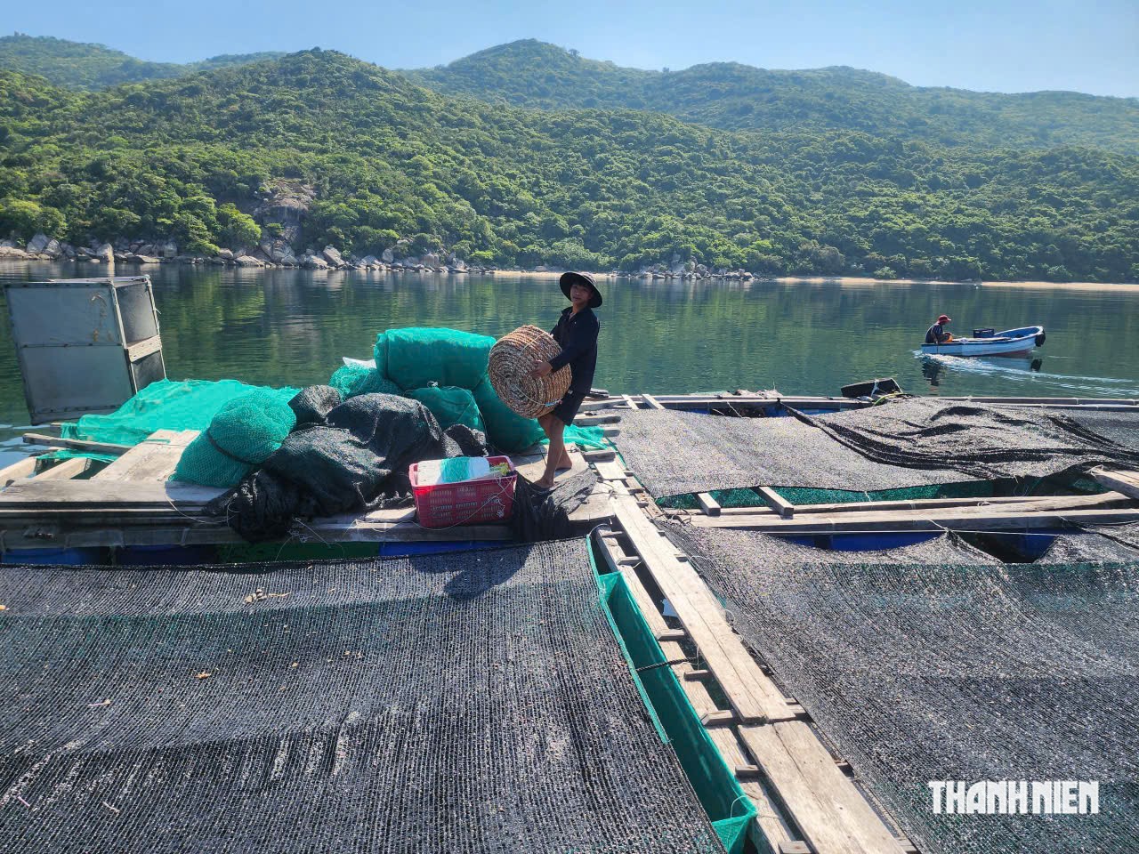 Ngư dân nuôi hải sản trên lồng bè chuẩn bị vào mùa mưa bão