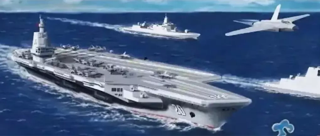 Mô phỏng tàu sân bay lớp Type-004 của Trung Quốc. Ảnh: X/HenriKenhmann