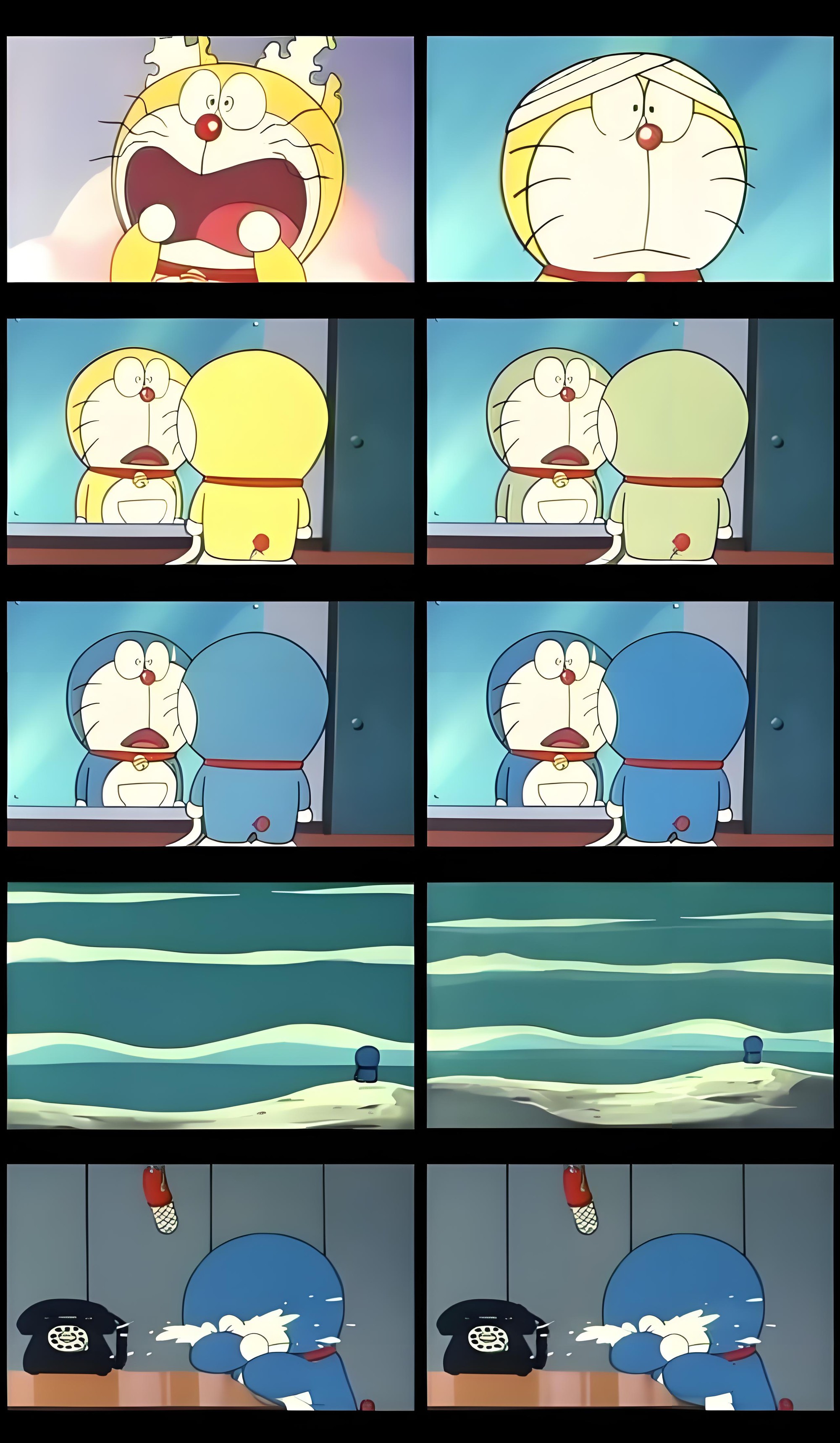 Cảnh tượng Doraemon "shock bay màu" sau khi bị chuột cắn mất tai