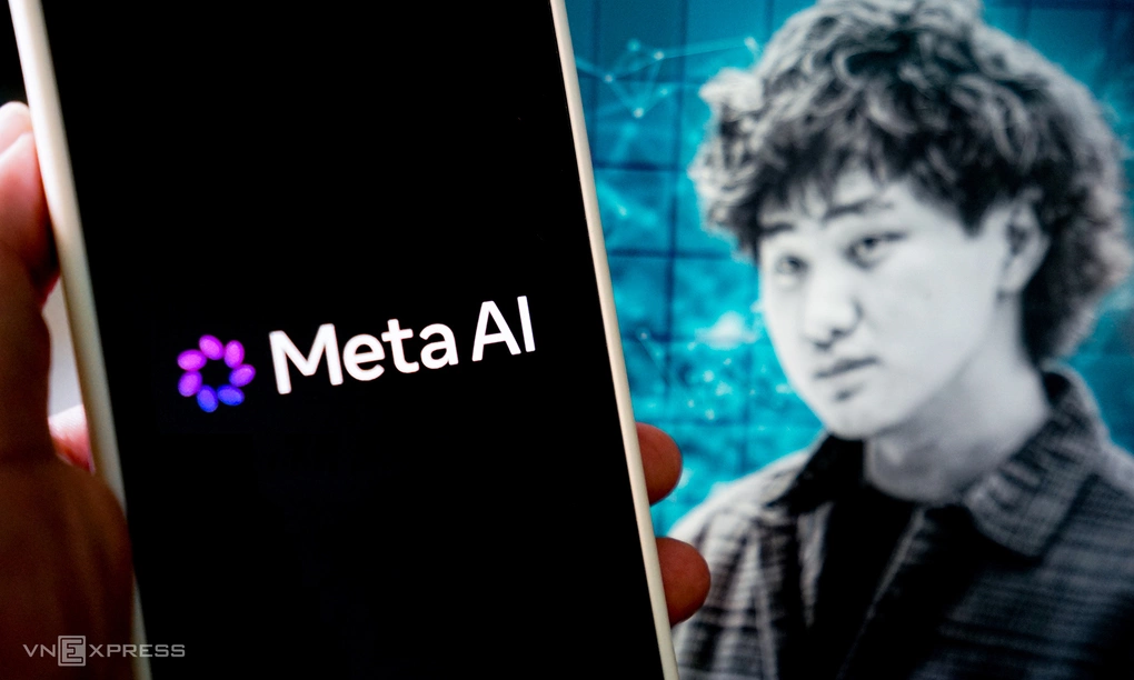 Logo Meta AI trên một chiếc smartphone. Ảnh: Bảo Lâm