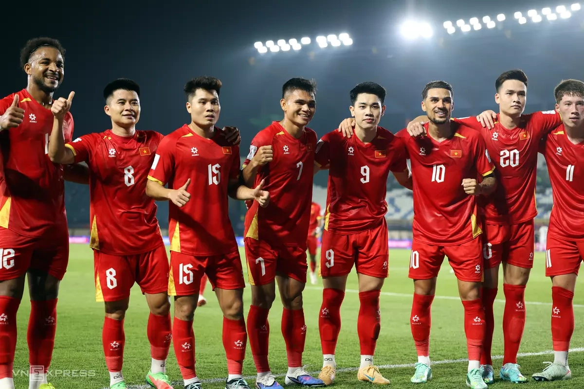 Các cầu thủ Việt Nam ăn mừng bàn thắng trước Philippines ở lượt đầu bảng B hạng Nhất FIFA ASEAN Cup 2026 trên sân Si Jalak Harupat, thành phố Bandung, Indonesia tối 26/9/2026. Ảnh: Đức Đồng