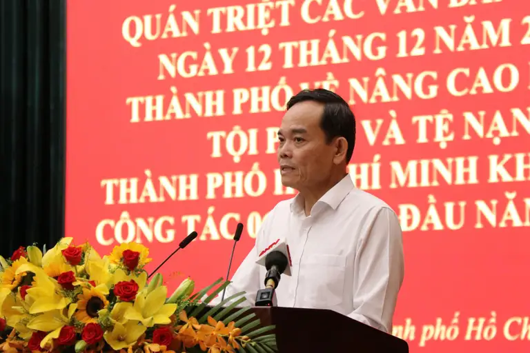 Bí thư Thành ủy TP.HCM Trần Lưu Quang phát biểu chỉ đạo tại hội nghị