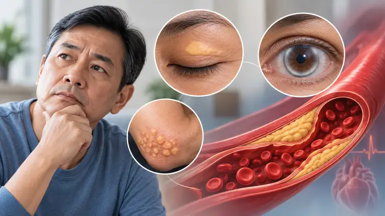 Nếu nhận thấy những thay đổi như xuất hiện mảng vàng trên mí mắt hoặc các nốt bất thường trên da, nên đi khám và xét nghiệm cholesterol sớm