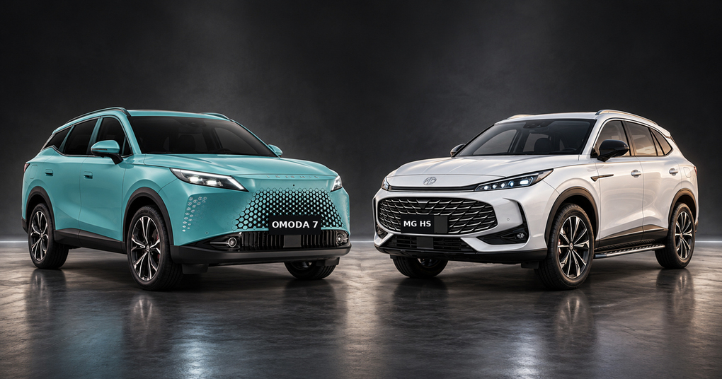 Hai mẫu xe Trung Quốc là Omoda 7 và MG HS bán ở châu Âu đều có bản PHEV. Ảnh: DrivePK