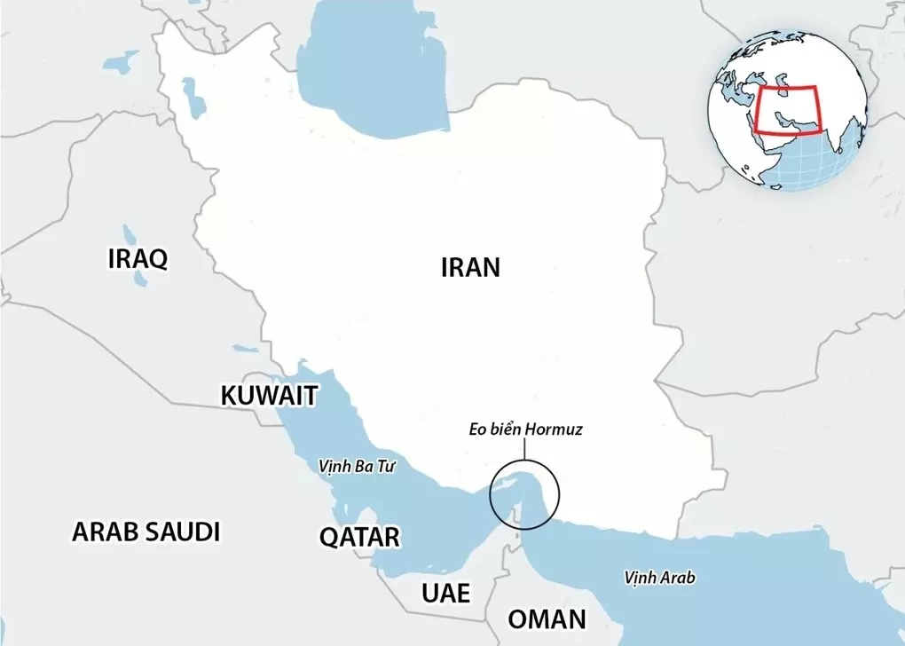 Vị trí eo biển Hormuz. Đồ họa: Guardian