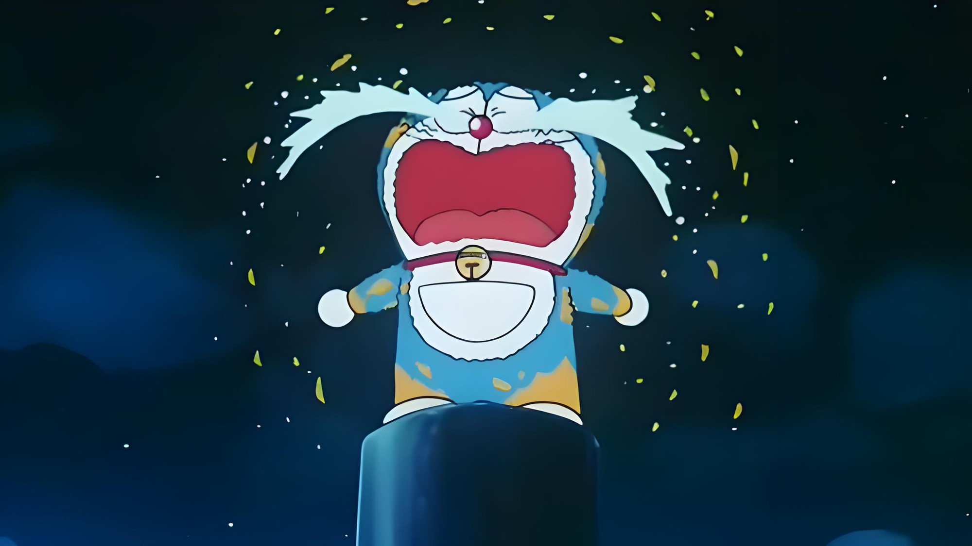 Màu xanh của Doraemon từng được giải thích bằng nhiều thiết lập khác nhau qua các thời kỳ