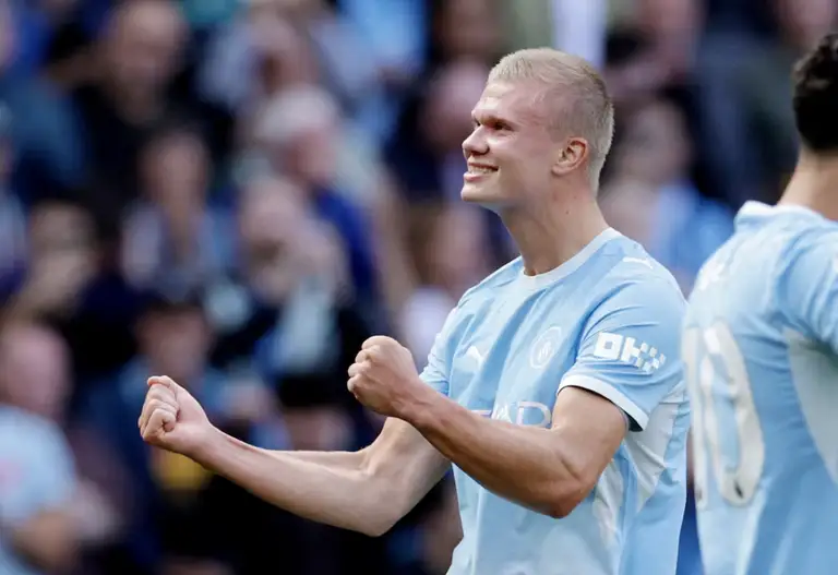 Erling Haaland mừng bàn trong trận Man City thắng Coventry City 1-0 ở vòng ba Ngoại hạng Anh trên sân Etihad, Manchester, Anh ngày 5/9/2026. Ảnh: Reuters