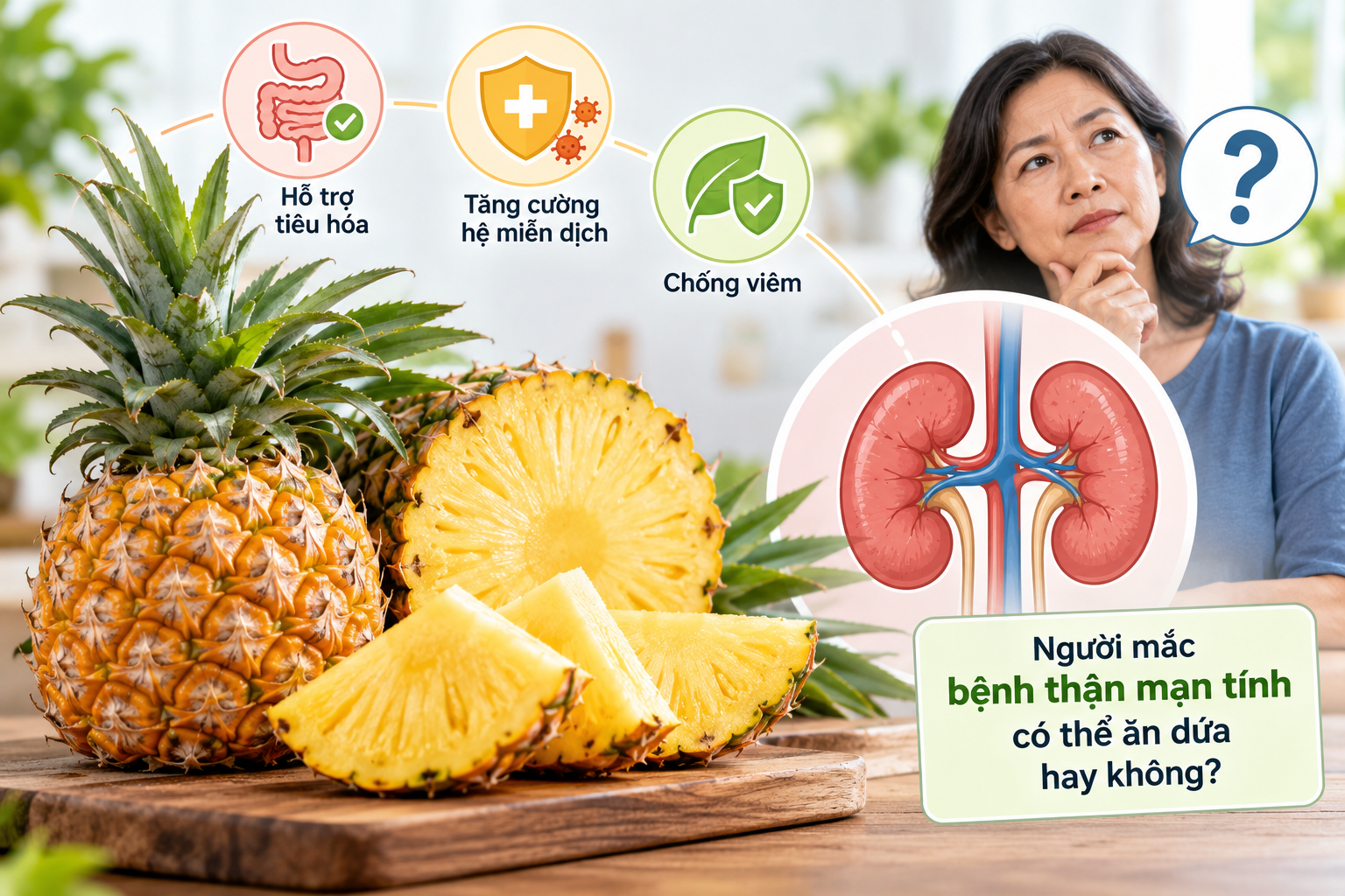 Dứa là loại trái cây lành tính, thơm ngon và mang lại nhiều lợi ích cho sức khỏe. Tuy nhiên, liệu người mắc bệnh thận có thể ăn loại quả này hay không?
