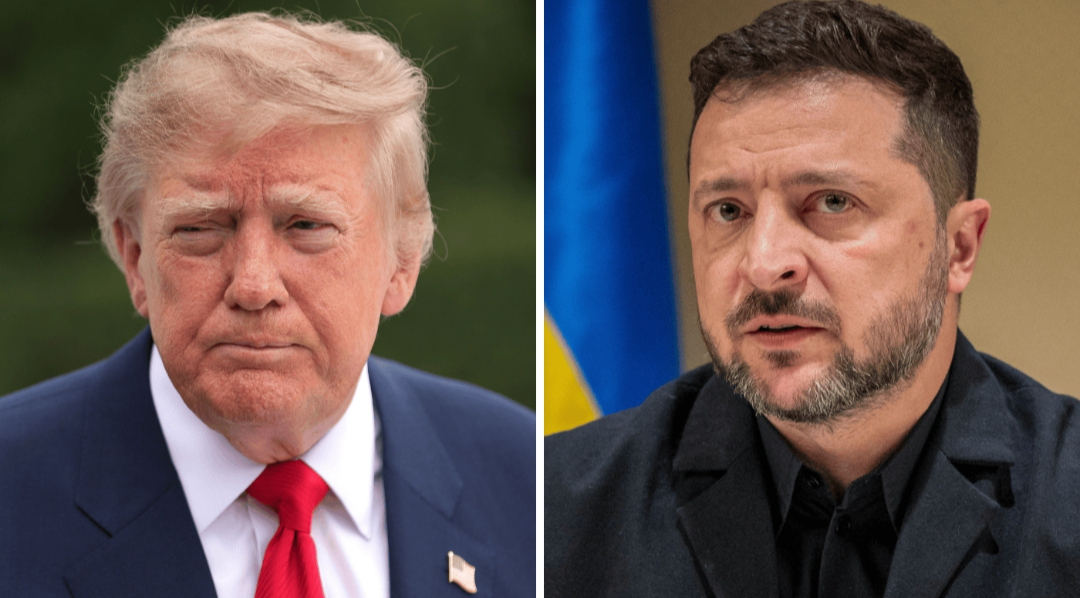 Tổng thống Mỹ Donald Trump (trái) và Tổng thống Ukraine Volodymyr Zelensky - Ảnh: THE HILL