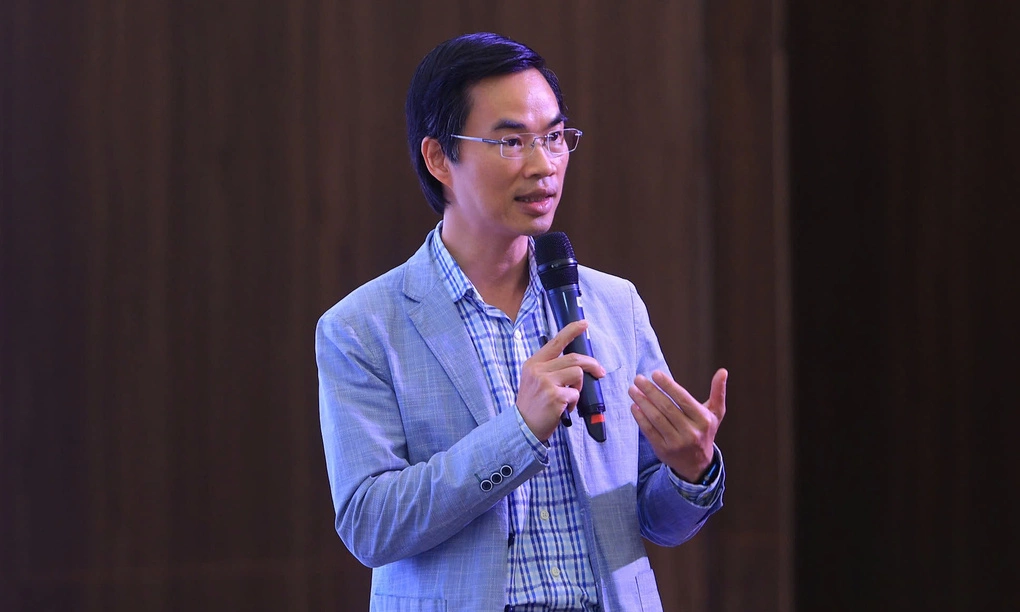 Phó giám đốc Trung tâm Đổi mới sáng tạo Quốc gia Đỗ Tiến Thịnh chia sẻ tại sự kiện. Ảnh: NIC