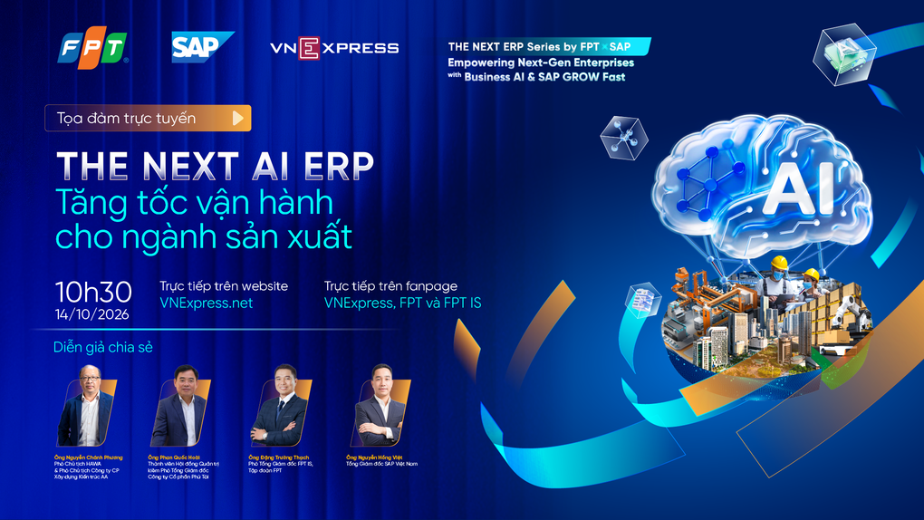 Tọa đàm trực tuyến "The Next AI ERP: Tăng tốc vận hành cho ngành sản xuất" phát sóng ngày 14/10. Ảnh: Ban tổ chức