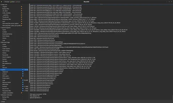 BleachBit là phần mềm miễn phí giúp dọn file tạm, cache ứng dụng, dữ liệu trình duyệt và rác hệ...