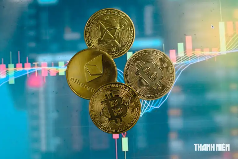 Đồng xu biểu tượng Bitcoin và Ethereum