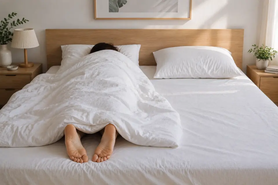 Mất ngủ kéo dài hay rối loạn giấc ngủ có thể là dấu hiệu stress. Ảnh được tạo bởi AI