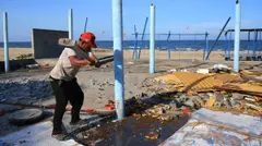 Tháo dỡ hàng quán ở bãi tắm Đá Nhảy