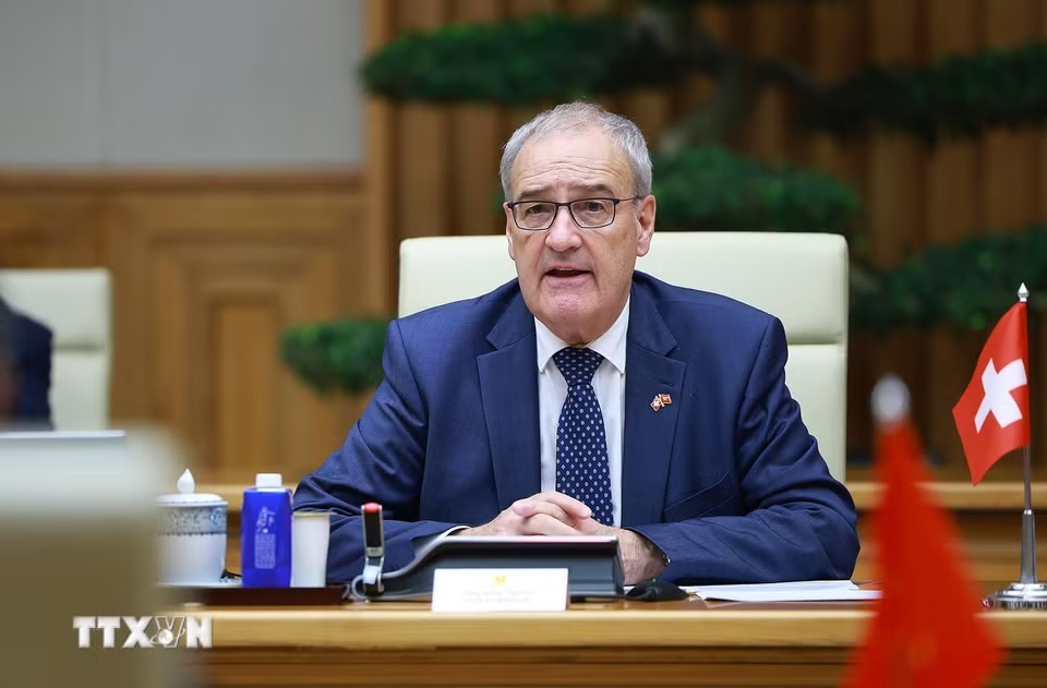 Tổng thống Thụy Sĩ Guy Parmelin tại cuộc hội kiến - Ảnh: TTXVN