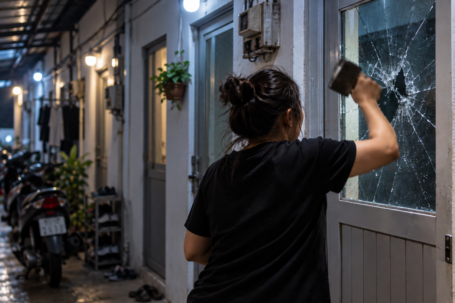 Vợ chửi bới, đập vỡ kính phòng trọ vì nghi chồng bị phụ nữ khác 'rủ rê'