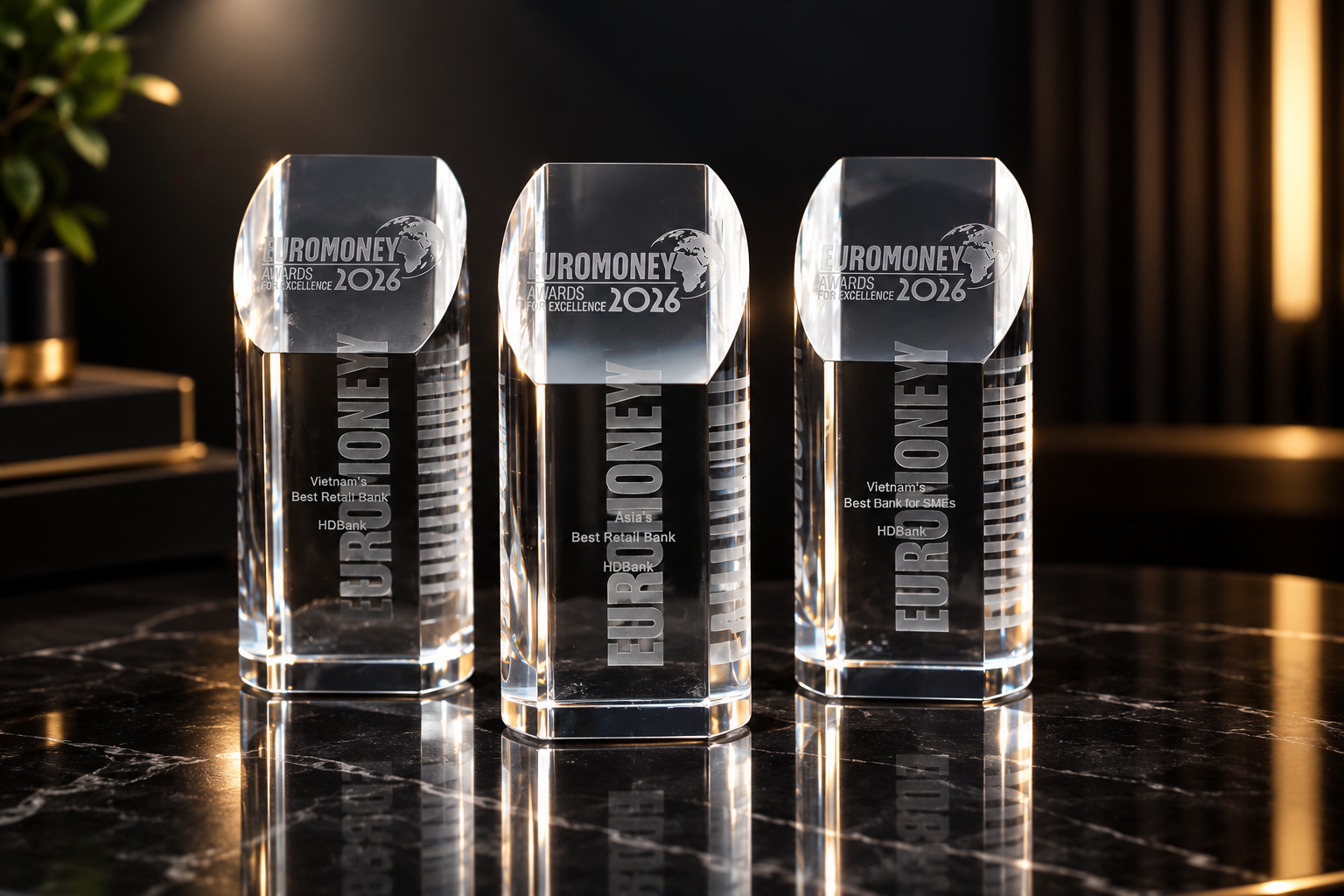 HDBank là Ngân hàng đầu tiên tại Việt Nam nhận danh hiệu “Ngân hàng Bán lẻ tốt nhất châu Á” do Tạp chí tài chính quốc tế Euromoney vinh danh