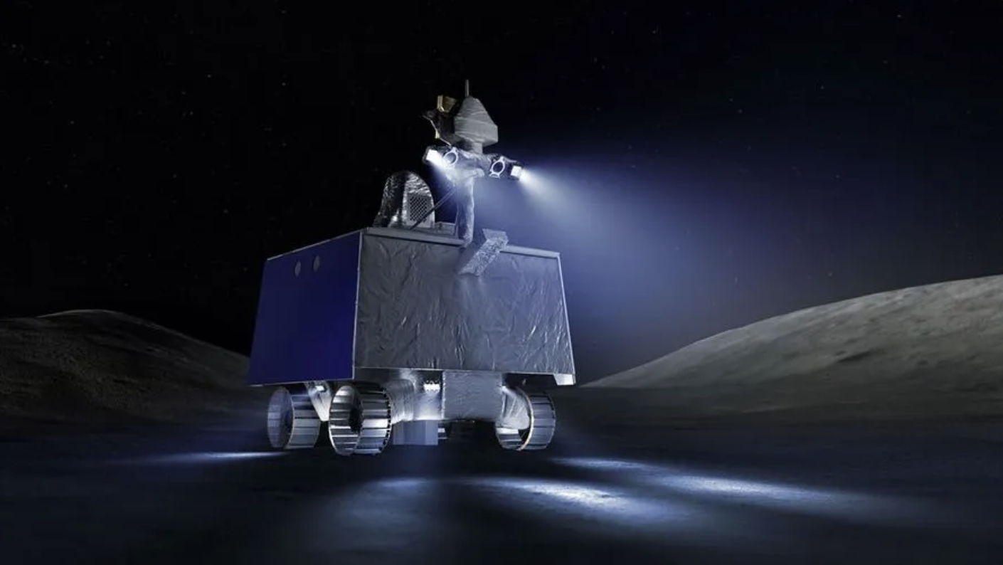 Mô phỏng xe tự hành VIPER của NASA hoạt động trên bề mặt Mặt Trăng - Ảnh: NASA