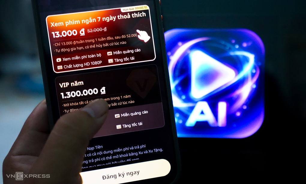 Giao diện trang nạp tiền của một ứng dụng xem video ngắn. Ảnh: Bảo Lâm