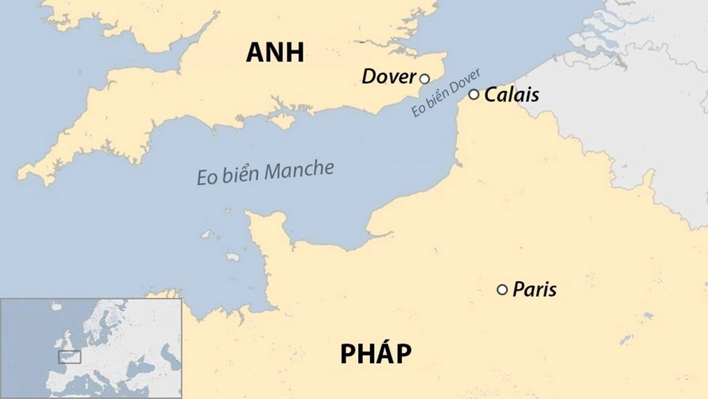 Eo biển Manche nằm giữa Anh và Pháp. Đồ họa: BBC